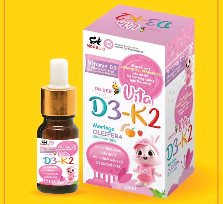 Vita D3 K2 Dr Bee tăng hấp thụ canxi hộp hồng